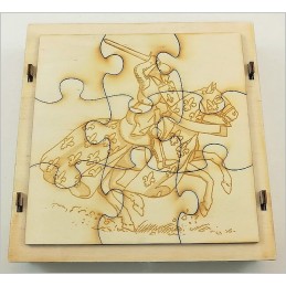 Maquette Boite Puzzle - Modèle Chevalier 9 pièces. Assemblage des pièces vue arrière.