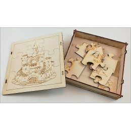 Maquette Boite Puzzle - Modèle Château-Fort 9 pièces. Vue intérieure.