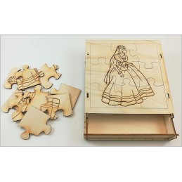 Maquette Boite Puzzle - Modèle Princesse 9 pièces. Vue intérieure.
