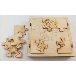Maquette Boite Puzzle - Modèle Princesse 9 pièces. Assemblage pièces arrière.