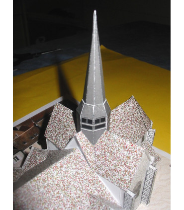 Vue toits Egreville (77) - Eglise Saint-Martin - Montage clochers